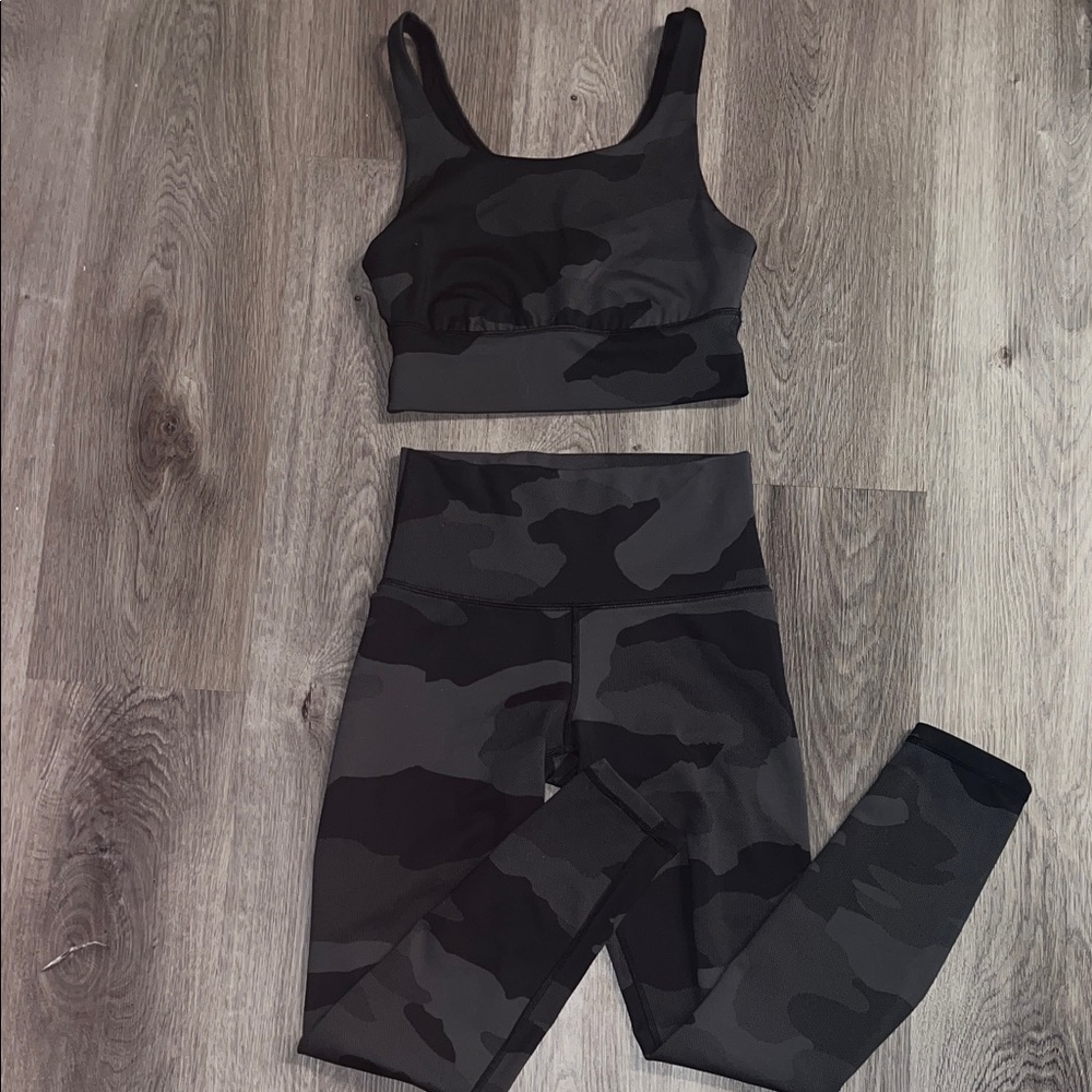 Aerie Black Camouflage Activewear Set